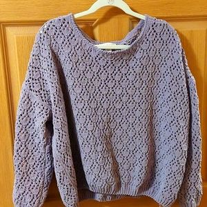 Open Crochet Dusty Purple Chenille Sweater from Coldwater Creek